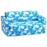 Comfy Kids - Kids Flip Sofa - Blue/ White Clouds