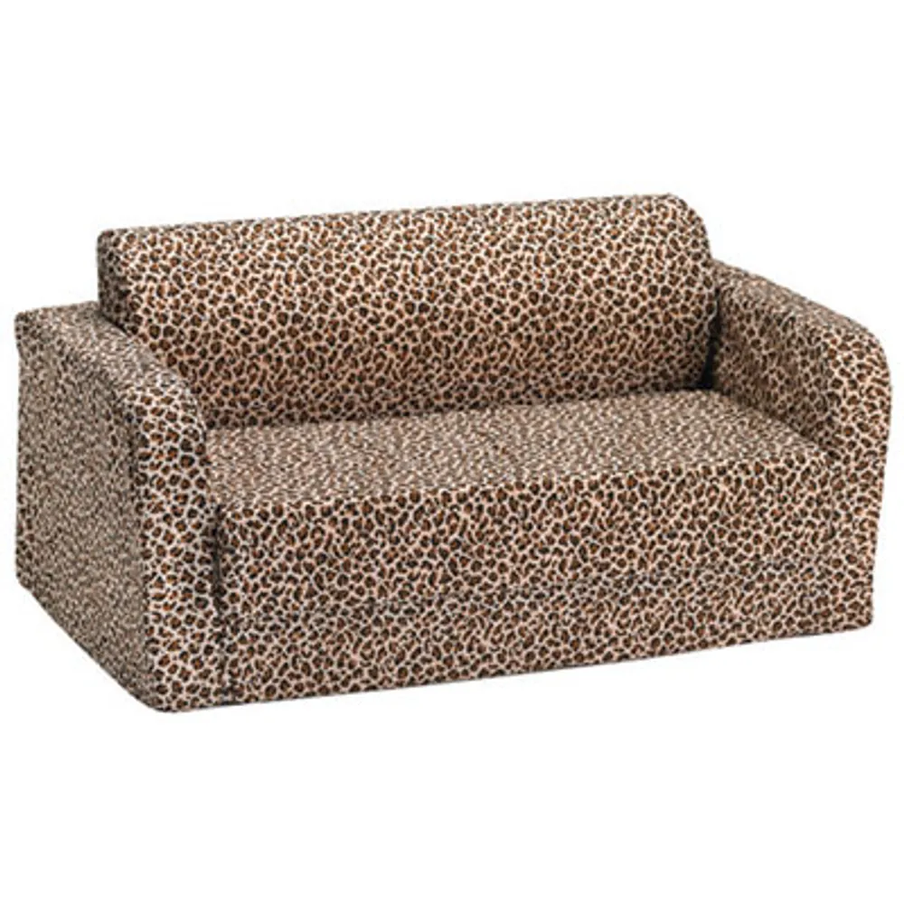 Comfy Kids - Polyester Kids Flip Sofa - Light Brown Cheetah