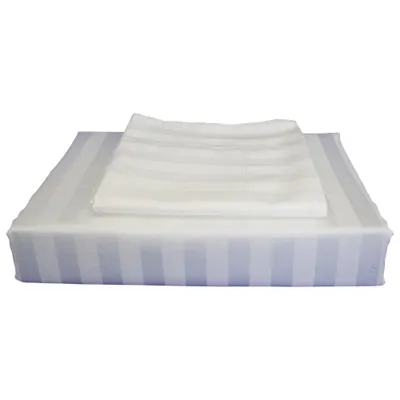 Maholi Damask Stripe Collection 310 Thread Count Duvet Cover Set - Double/Full - White