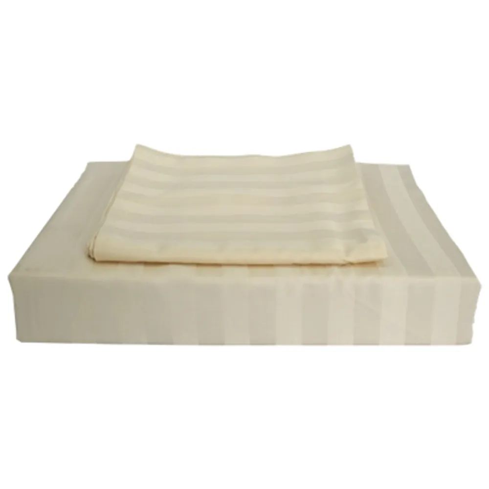 Maholi Damask Stripe Collection 310 Thread Count Duvet Cover Set - King - Beige