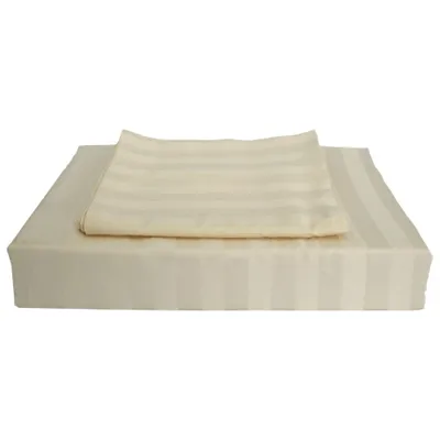 Maholi Damask Stripe Collection 310 Thread Count Duvet Cover Set - King - Beige
