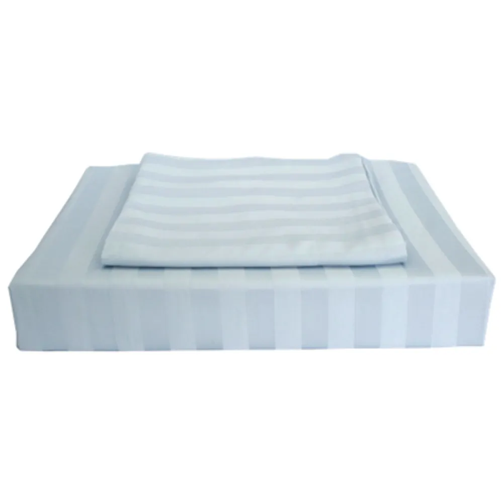 Maholi Damask Stripe Collection 310 Thread Count Rayon Duvet Cover Set - Double/Full - Blue