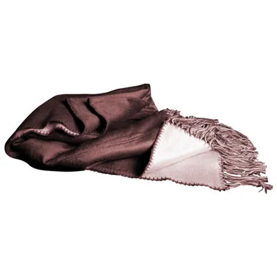 Luxeport Bamboo Rayon Fringed Throw - Brown/Ivory