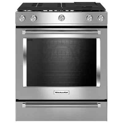 KitchenAid 30" 6.5 Cu. Ft. True Convection 5-Burner Slide-In Gas Range (KSGB900ESS) - Stainless Steel