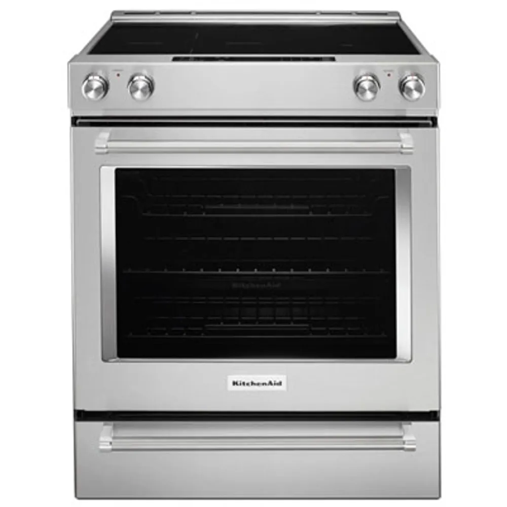 KitchenAid 30" 7.1 Cu. Ft. True Convection 5-Element Slide-In Electric Range (YKSEB900ESS) - Stainless