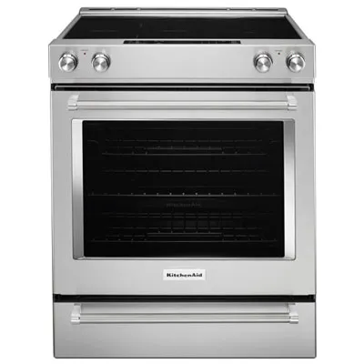 KitchenAid 30" 7.1 Cu. Ft. True Convection 5-Element Slide-In Electric Range (YKSEB900ESS) - Stainless
