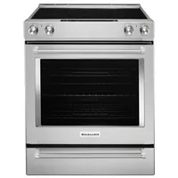 KitchenAid 30" 7.1 Cu. Ft. True Convection 5-Element Slide-In Electric Range (YKSEB900ESS) - Stainless