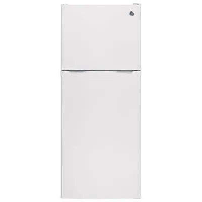 GE 24" 11.6 Cu. Ft. Top Freezer Refrigerator with LED Lighting (GPE12FGKWW) - White