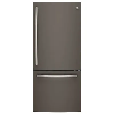 GE 30" 20.9 Cu. Ft. Bottom Mount Freezer Refrigerator with LED Lighting (GDE21DMKES) - Slate