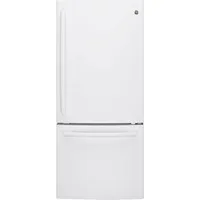 GE 30" 20.9 Cu. Ft. Bottom Freezer Refrigerator with LED Lighting (GDE21DGKWW) - White