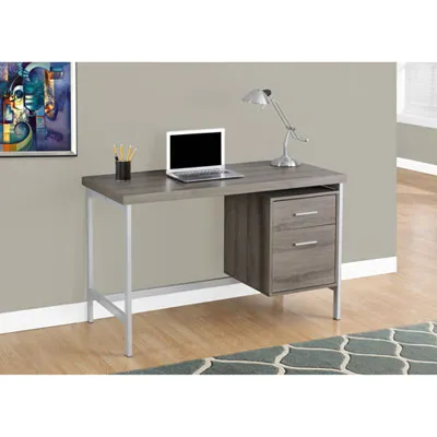 Contemporary Computer Desk - Dark Taupe/Silver
