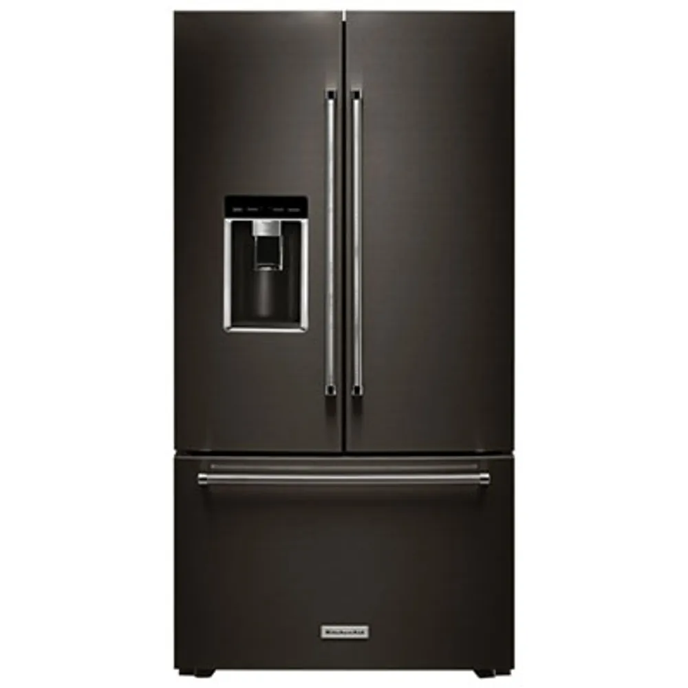 KitchenAid 36" 23.8 Cu. Ft. Counter-Depth French Door Refrigerator (KRFC704FBS) - Black