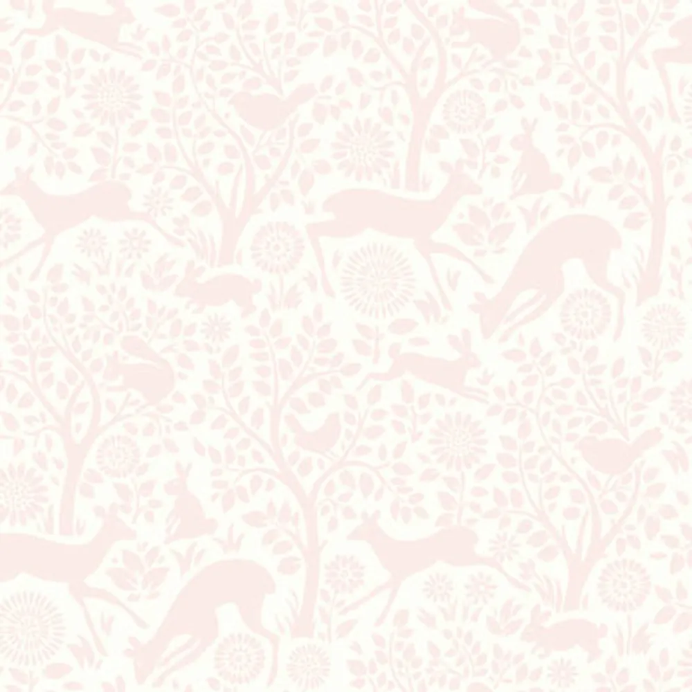 Chesapeake Hide And Seek Anahi Forest Fauna Wallpaper - Light Pink