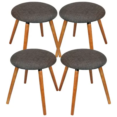 My Home My Living Contemporary Short Height Barstool - Set of 4 - Charcoal Grey/Walnut
