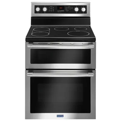Maytag 30" 6.7 Cu. Ft. Double Oven 5-Element Freestanding Electric Range (YMET8800FZ) - Stainless