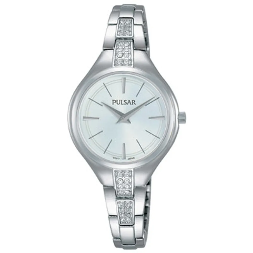 Pulsar 28mm Women's Fashion Watch with Swarovski Crystals - Silver/White