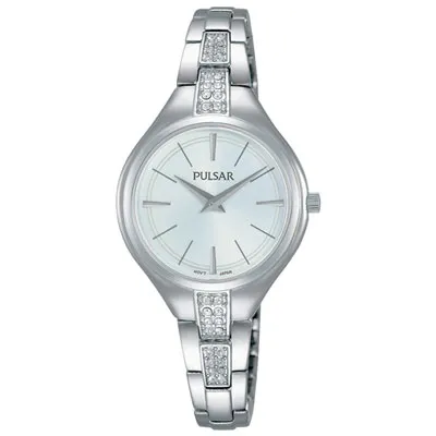 Pulsar 28mm Women's Fashion Watch with Swarovski Crystals - Silver/White