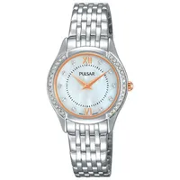 Pulsar 28mm Women's Fashion Watch with Swarovski Crystals - Silver/Mother of Pearl