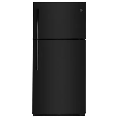 GE 30" 18 Cu. Ft. Top Freezer Refrigerator with LED Lighting (GTE18FTLKBB) - Black