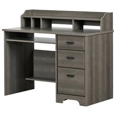 Versa Writing Desk with Hutch - Grey Maple