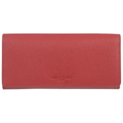 Club Rochelier Onyx RFID Leather Tri-fold Clutch Wallet - Red