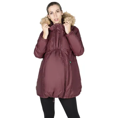 Modern Eternity Sofia Waxed Shell Maternity Parka - Large - Burgundy