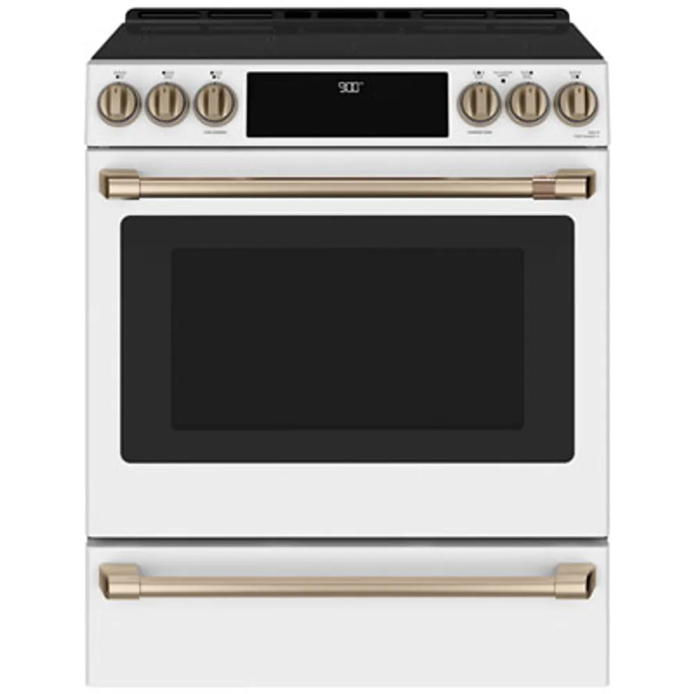Café 30" Self-Clean True Convection 5-Element Slide-In Induction Range (CCHS900P4MW2) - White