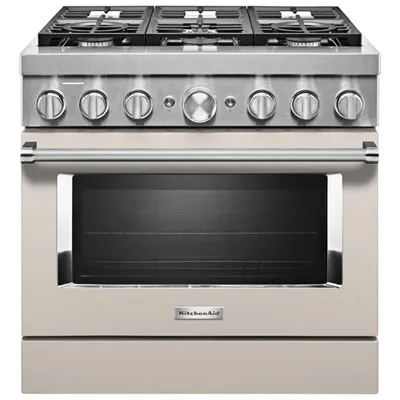 KitchenAid 36" 5.1 Cu. Ft. True Convection 6-Burner Freestanding Gas Range (KFGC506JMH) - Milkshake