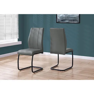 U-Leg Contemporary Faux Leather Dining Chair - Set of 2 - Grey/Black