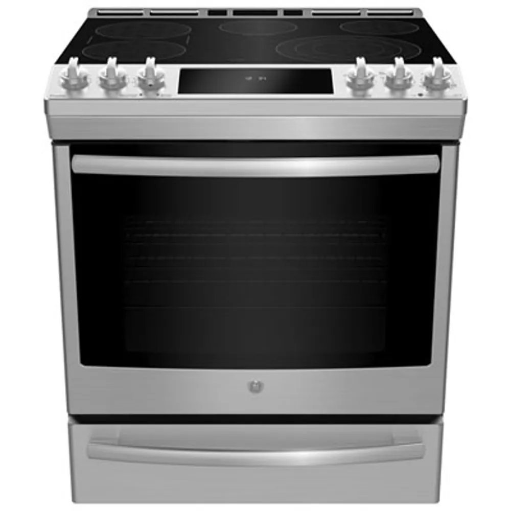 GE Profile 30" 5.3 Cu. Ft. True Convection 5-Element Slide-In Electric Range (PCS940YMFS) - Stainless