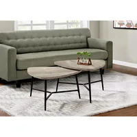 Monarch Contemporary Triangular 2-Piece Nesting Table Set - Taupe/Black