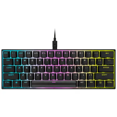 Corsair K65 Mini Backlit Mechanical Cherry MX Speed RGB Silver Gaming Keyboard - Black