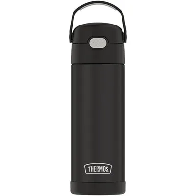 Thermos FUNtainer 350ml (12 oz.) Stainless Steel Water Bottle with Pop-up Straw - Black