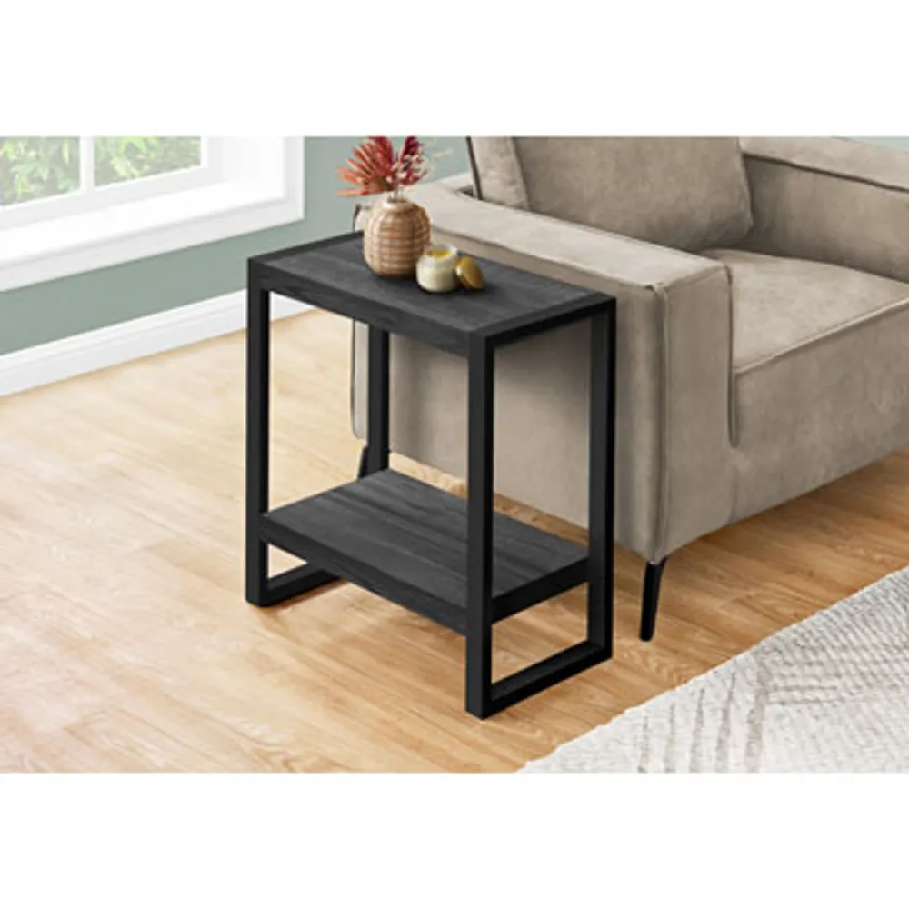 Monarch Contemporary Rectangular End Table - Black/Reclaimed Wood