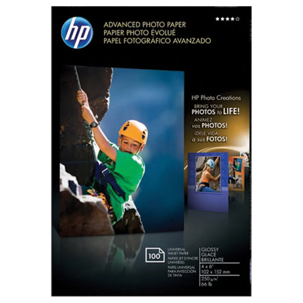 HP 100-Sheets 4" x 6" Advanced Glossy Photo Paper