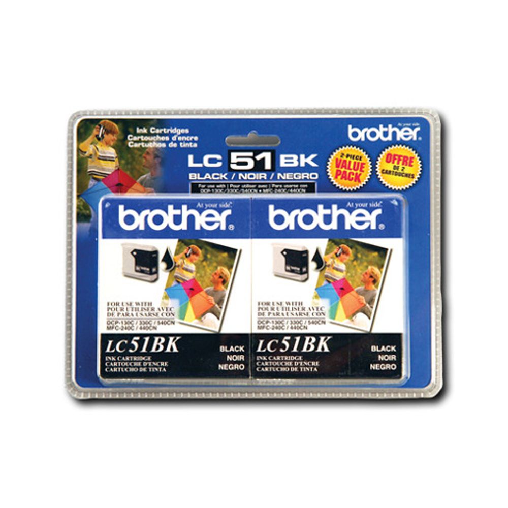 Brother LC51BK Black Ink - 2 Pack