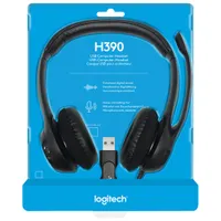 Logitech H390 Wired Headset with Noise Cancelling Microphone - Black