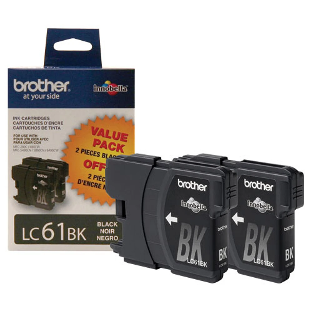 Brother LC61BK Black Ink - 2 Pack