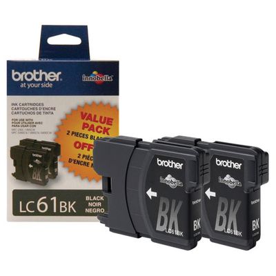 Brother LC61BK Black Ink - 2 Pack