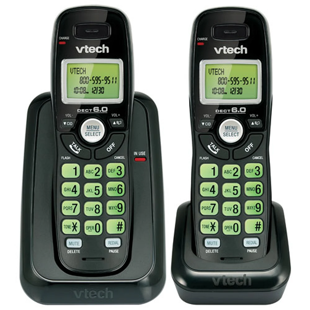 Téléphone sans fil à 2 combinés DECT 6.0 de VTech (CS6114-21) - Noir