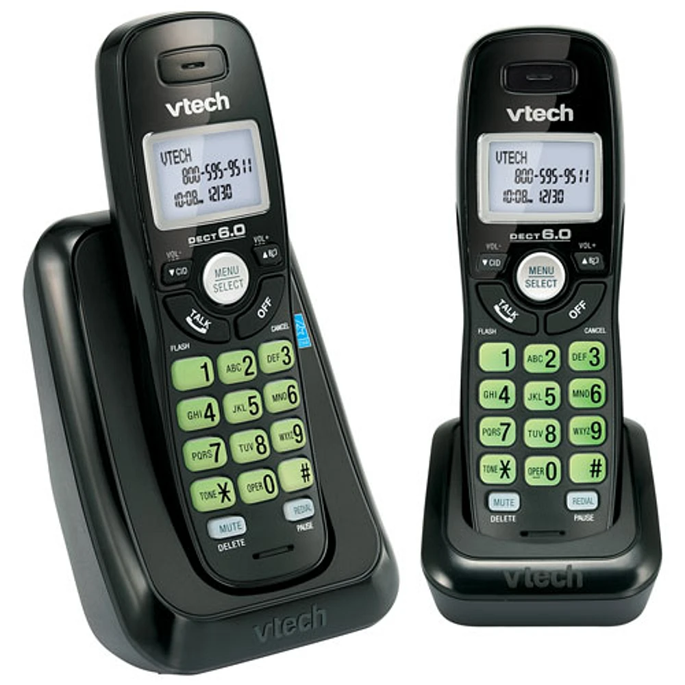 Téléphone sans fil à 2 combinés DECT 6.0 de VTech (CS6114-21) - Noir