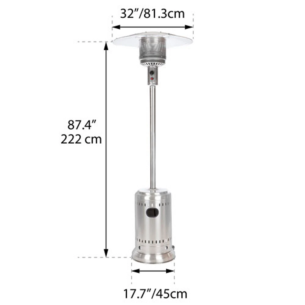 Chauffage de terrasse au propane de Paramount Furniture (L10-SS-PP) - Acier inoxydable