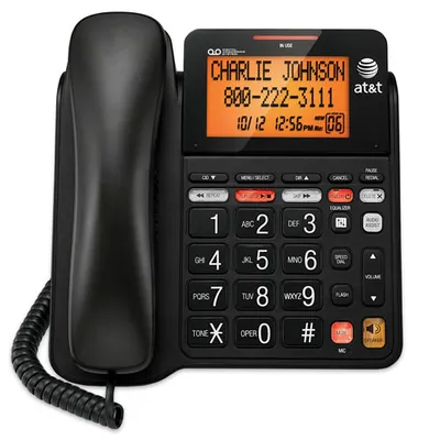 AT&T Corded Phone With Answering Machine (CL4940) - Black
