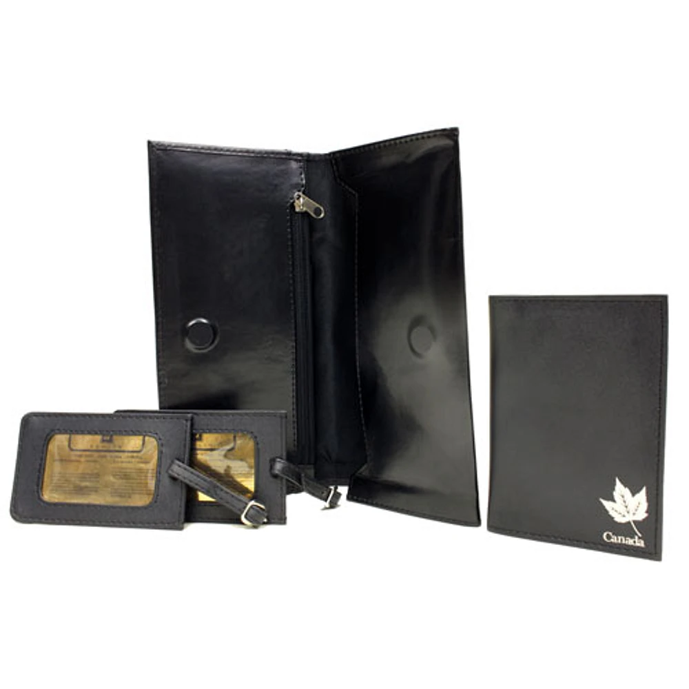 Ashlin Canadiana Leather Travel Kit - Black