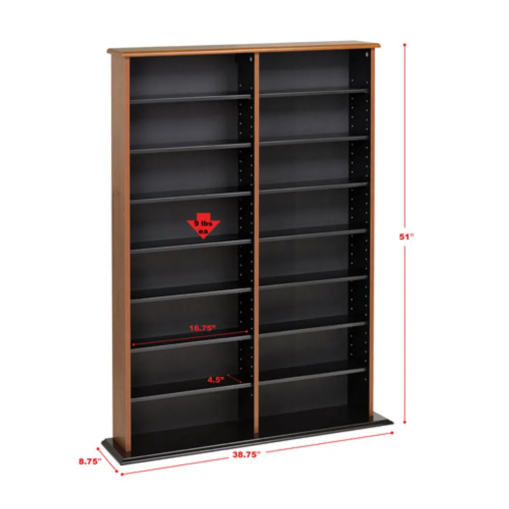 Prepac Library-Style Double Width Wall Storage (CMA-0640) - Cherry/ Black