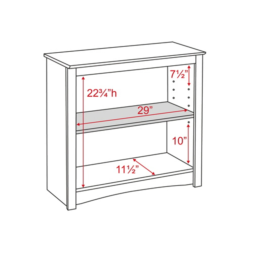 29" 2-Shelf Bookcase - Espresso Brown