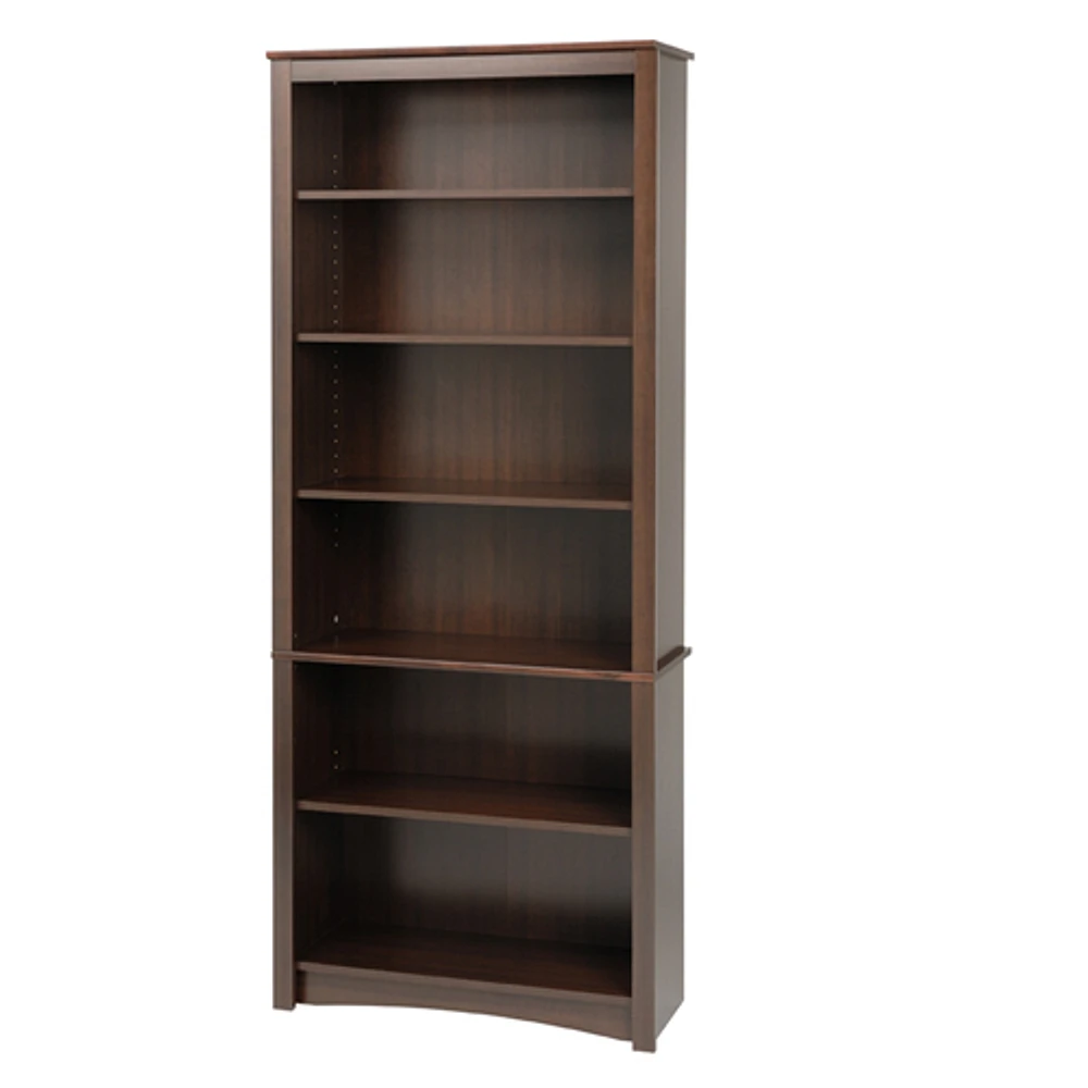 77" 6-Shelf Bookcase - Espresso Brown