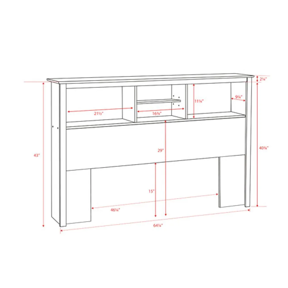 Contemporary Bookcase Headboard - Double/Queen