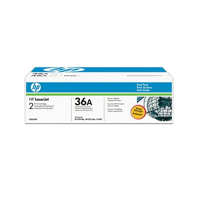 Cartouche de poudre d'encre noire LaserJet 36A de HP (CB436D) - Paquet de 2