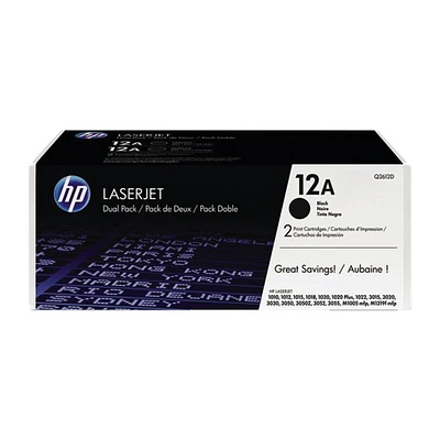 HP 12A Black Toner (Q2612D) - 2 Pack